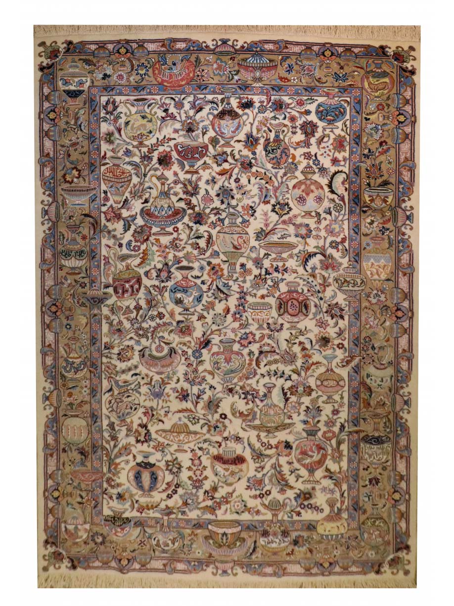 Handmade Traditional Pottery Persian Kashmar Wool Carpet 53133
